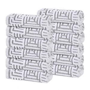 Cotton Modern Geometric Jacquard Soft Highly-Absorbent Face Towel Washcloth Set of 12 by Blue Nile Mills - 1 of 4