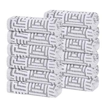 Cotton Modern Geometric Jacquard Soft Highly-Absorbent Face Towel Washcloth Set of 12 by Blue Nile Mills
