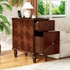 JUJABU Modern 2-Drawer Sofa Side Table – Narrow Slim Design for Living Room & Bedroom - Walnut - 3 of 4