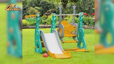 Multicolor Indoor Toddler Climber with Swing and Slide