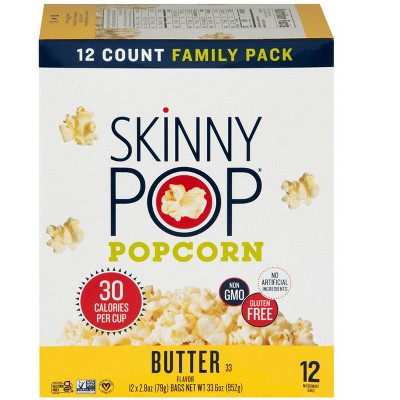 SKINNYPOP Microwavable Popcorn Family Pack - Butter, 12 ct (Pack of 2)