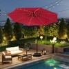 Costway 10 FT Solar Offset Hanging Umbrella with 96 Solar Multi-colored Flowing LED Lights Beige/Coffee/Gray/Navy/Red/Turquoise - 4 of 4
