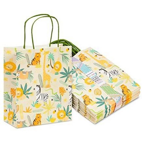 Blue Panda 24-Pack Paper Safari Gift Bags with Handles, Jungle Party Favors Bag (8 x 4 x 10 in) - image 1 of 4
