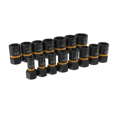 GearWrench 84783 15-Piece 1/4 in. and 3/8 in. Drive Bolt Biter Impact Extraction Socket Set