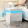 Nightstand Bedside Table Cabinet Modern End Side with 2 Drawers for Bedroom (White Stone) - 3 of 4