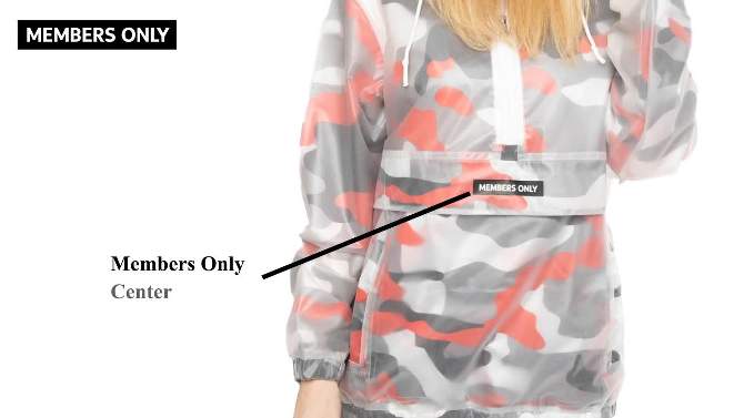 Members Only Women's Translucent Camo Print Popover Oversized Jacket, 2 of 6, play video