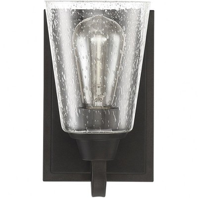 Modern Espresso Brown Wall Sconce with Frosted Glass Shade