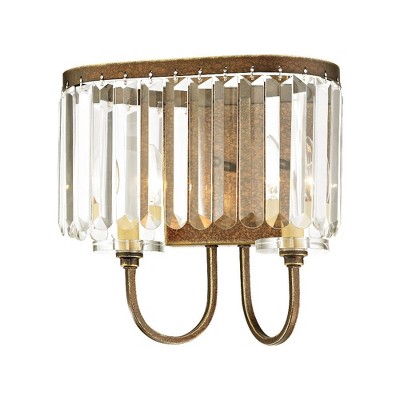 Hand Painted Palacial Bronze 2-Light Sconce with Clear Crystals