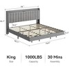 King Floating Bed Frame with Charging Station and Storage Headboard, Upholstered Platform King Size Bed Frame with LED Lights - 3 of 4