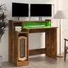 vidaXL Desk with LED Lights Smoked Oak 38.2 in.x17.7 in.x35.4 in. Engineered Wood - 4 of 4