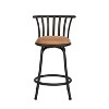 HomeRoots Set of Two 24" Brown and Black Microfiber and Metal Low Back Counter Height Swivel Bar Chairs - 4 of 4