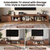 Belord Extendable TV Stand with Sliding Doors, Minimalist Rectangular Entertainment Cabinet - 4 of 4