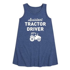 Girls' - Instant Message - Tractor Driver Assistant Graphic Sleeveless Aline Dress - 1 of 4