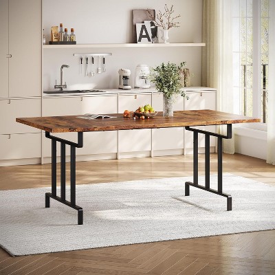 6-person Rectangular Wooden Kitchen Dining Table, 70.87", Retro Design, Suitable for Dining Room, Home Office, Living Room, Easy to Assemble