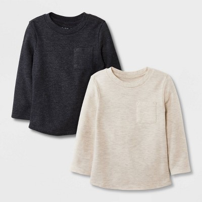 Toddler Boys' 2pk Ottoman Long Sleeve T-Shirt - Cat & Jack™ Cream 12M