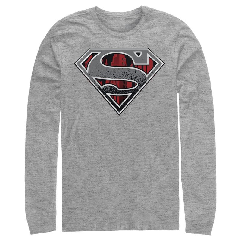 Men's Superman Logo Grunge Long Sleeve Shirt, 1 of 4