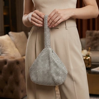 Сумки INSPIRE CHIC Evening Bag for Women Sparkly Triangle Clutch Purse with Beads Silver 5.9*1.2*4.7 inches — фото 3