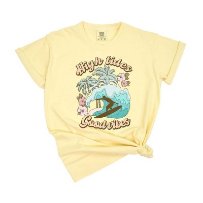 Simply Sage Market Women's High Tides Good Vibes Wave Short Sleeve Garment Dyed Tee
