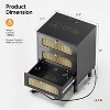 VINGLI Rattan Nightstand with Charging Station, 27" Tall Black Nightstand with 3 Drawers for Bedroom - 2 of 4