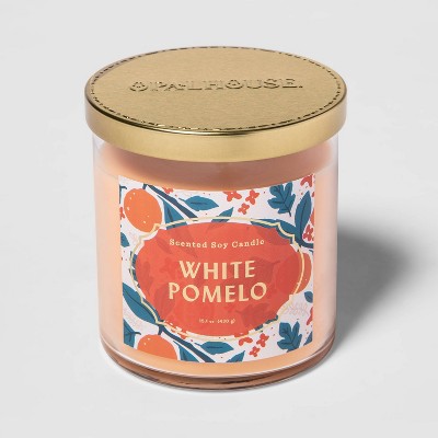 15.1oz Lidded Glass Jar 2-Wick Candle White Pomelo - Opalhouse™