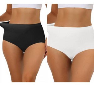 Allegra K Women's Elastic High Waist Unlined Breathable No-Show Hipster Underwear 2 Packs - 1 of 4