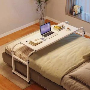 Overbed Table With Wheels, Height Adjustable Over The Bed Desk, Overbed Laptop Table, Rolling Tray Table for Home Office Hospital Bedroom White - 1 of 4