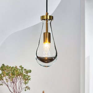 ALOADECOR 1-Light 5" Farmhouse Raindrop Glass Chandelier Rustic Teardrop Cluster Pendant Light for Kitchen Island - 1 of 4