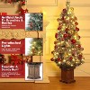 4.5 Ft Artificial Christmas Tree with 200 Warm White  Lights and Red Berries Potted Base Holiday Xmas Tree - 4 of 4