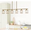 Dewdrop 6-Light Gold Linear Pendant Light, Modern Kitchen Island Chandelier with Clear Glass Shades - 2 of 4