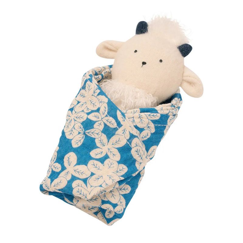 Manhattan Toy Embroidered Plush Goat Baby Rattle + Soft Cotton Burp Cloth, 16 x 16 Inches, 2 of 9