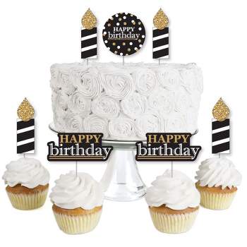 24ct Happy 80th Birthday Black & Gold Icing Decorations Cupcake Decoration  Topper Picks – CakeSupplyShop