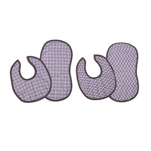 Bacati - Houndstooth/Herringbone Muslin 4 pc set of Bibs/Burpies Gray - 1 of 4