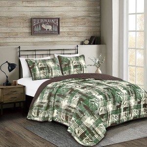 Marcielo 3Pcs Wildlife Quilt Bedspread Set JB - 1 of 4