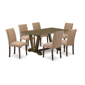 HomeStock 7-Pc Multi-Color Solid Wood Top-Rectangular Upholstered Dining Room Set with High Back-Seats 4 - 1 of 4