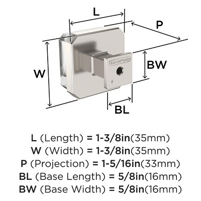 Glacio Square Clear and Polished Nickel Cabinet Knob