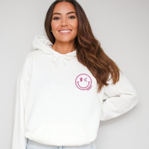 S.W.Smiley Embroidered Smiley Face Outline - Women's Graphic Hoodie - 1 of 4