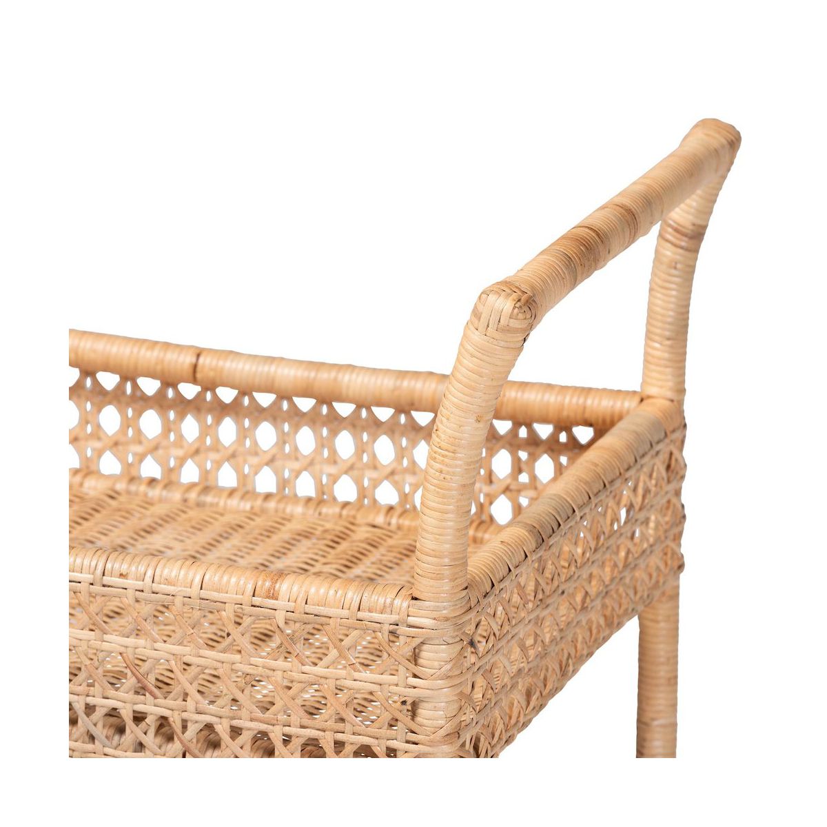 bali & pari,Alaina Natural Rattan Kitchen Cart - 2-Tier Handwoven Wicker Storage Trolley - thumbnail 7