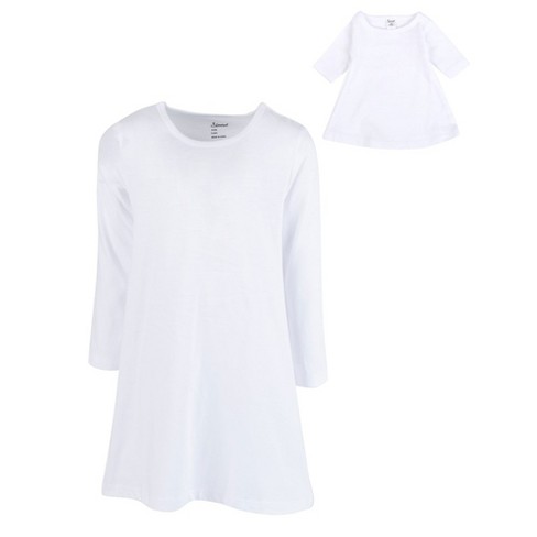 Leveret Girls And Doll Cotton Dress Solid White 10 Year : Target