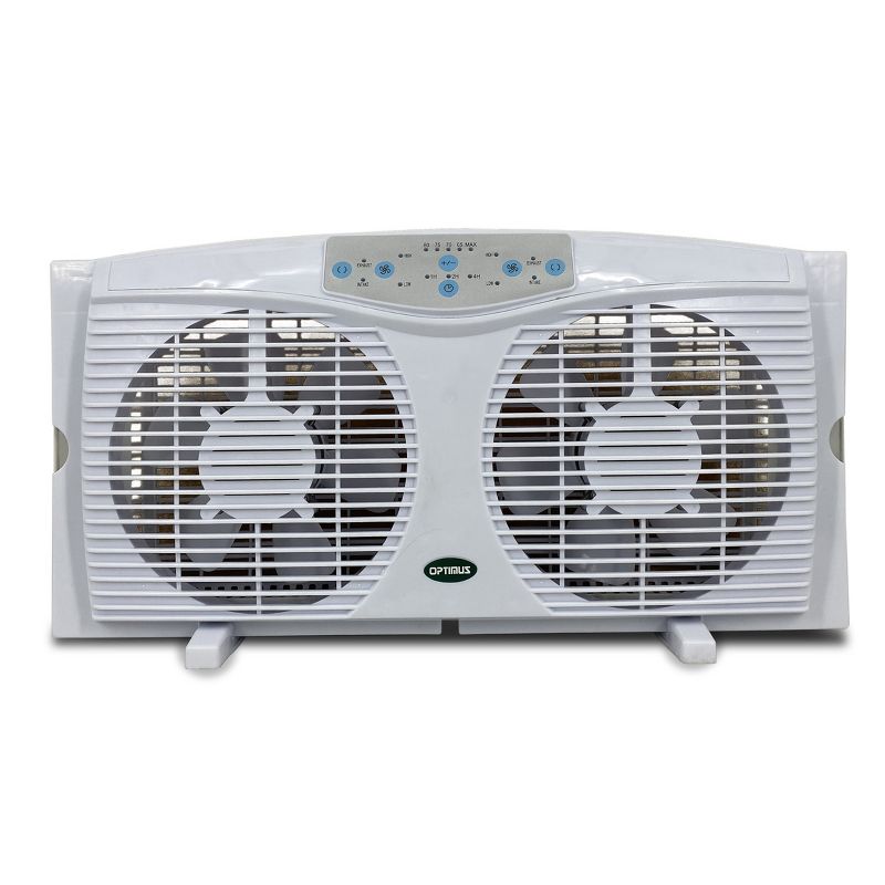 Optimus 8 in. Electric Reversible Twin Window Fan with Thermostat, 1 of 7