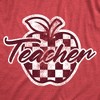 Womens Funny T Shirts Checker Apple Teacher Sarcastic School Graphic Novelty Tee For Ladies - Crazy Dog Women's T Shirt Gift for Teacher Red XXL - 2 of 4