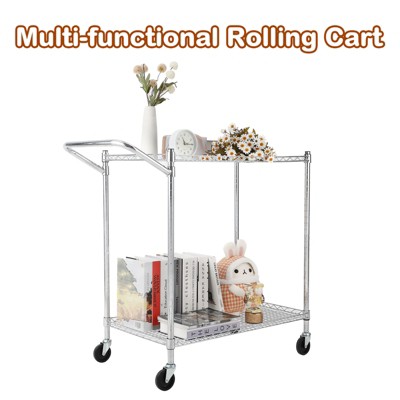 3 Tier Utility Rolling Cart with Wheels, 1500LBS Capacity Heavy Duty Tool Storage Utility Carts with Handle Bar, Commercial Grade Metal Serving Cart