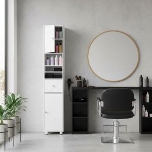 FurnitureR Tall Storage Cabinet, 70.87" Narrow Linen Tower with Drawer & Shelves, Freestanding Organizer for Bathroom, Living Room, Laundry Room - 1 of 4