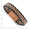 Chisel Stainless Steel Brushed Rose IP-plated Dark Brown Leather 8.5" Bracelet - 4 of 4