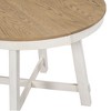 VYNXARIA Farmhouse Round Extendable Dining Table with 16" Leaf Wood Kitchen Table (Oak Natural Wood + Antique White) - 4 of 4