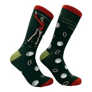 Crazy Dog Men's Last Swing Before The Ring Socks Funny Sarcastic Golfing Graphic Novelty Footwear for Men - 1 of 4