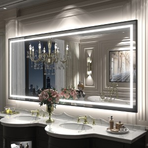 Apmir Super Bright Front & Back LED Lighted Anti-Fog Aluminum Alloy Framed Tempered Glass Bathroom/Vanity Mirror with ETL & 3-Year Warranty - 1 of 4