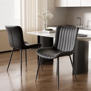 UNISOAR Dining Chairs Set of 2/4, Modern Armless Side Chairs Faux Leather Cushion Seat  for Home, Kitchen, Living Room, Bedroom, Restaurant - 1 of 4