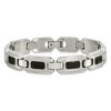 Black Bow Jewelry Men's 13mm Stainless Steel & Black Carbon Fiber Link Bracelet, 9 Inch - 3 of 4