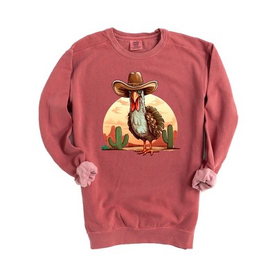 Simply Sage Market Women's  Garment Dyed Graphic Sweatshirt Turkey Bird Western