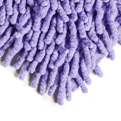 Violet Chenille Cotton Shag Bath Rug with Non-Slip Backing